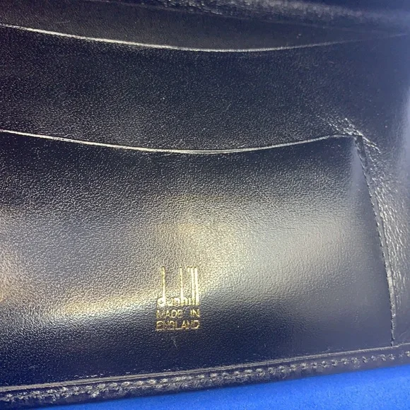 Alfred Dunhill Black Vintage Leather Gold Tip Long Bifold Wallet